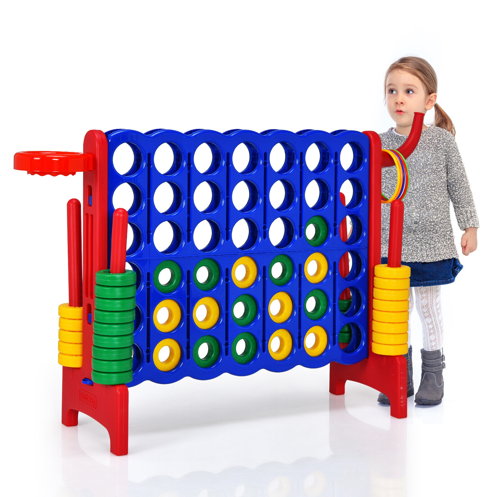 Giant Connect 4 Game Jumbo with 42 Rings-Red - Savings Store