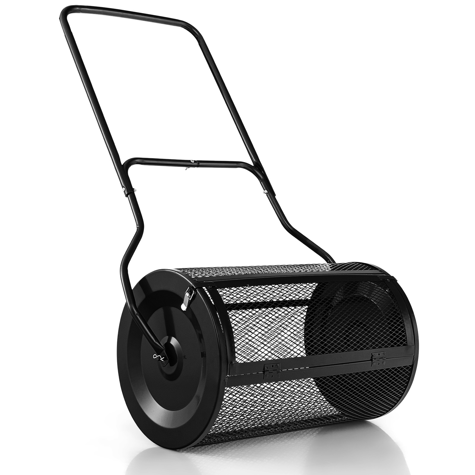 27 Inch Compost Spreader with Upgrade U-shaped Handle-Black - Savings Store