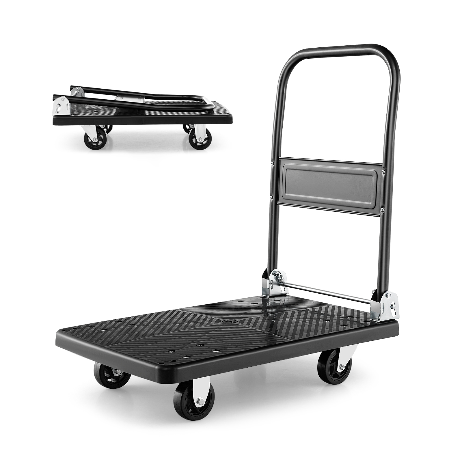 Folding Push Cart Dolly Moving Platform Hand Truck-Black - Savings Store