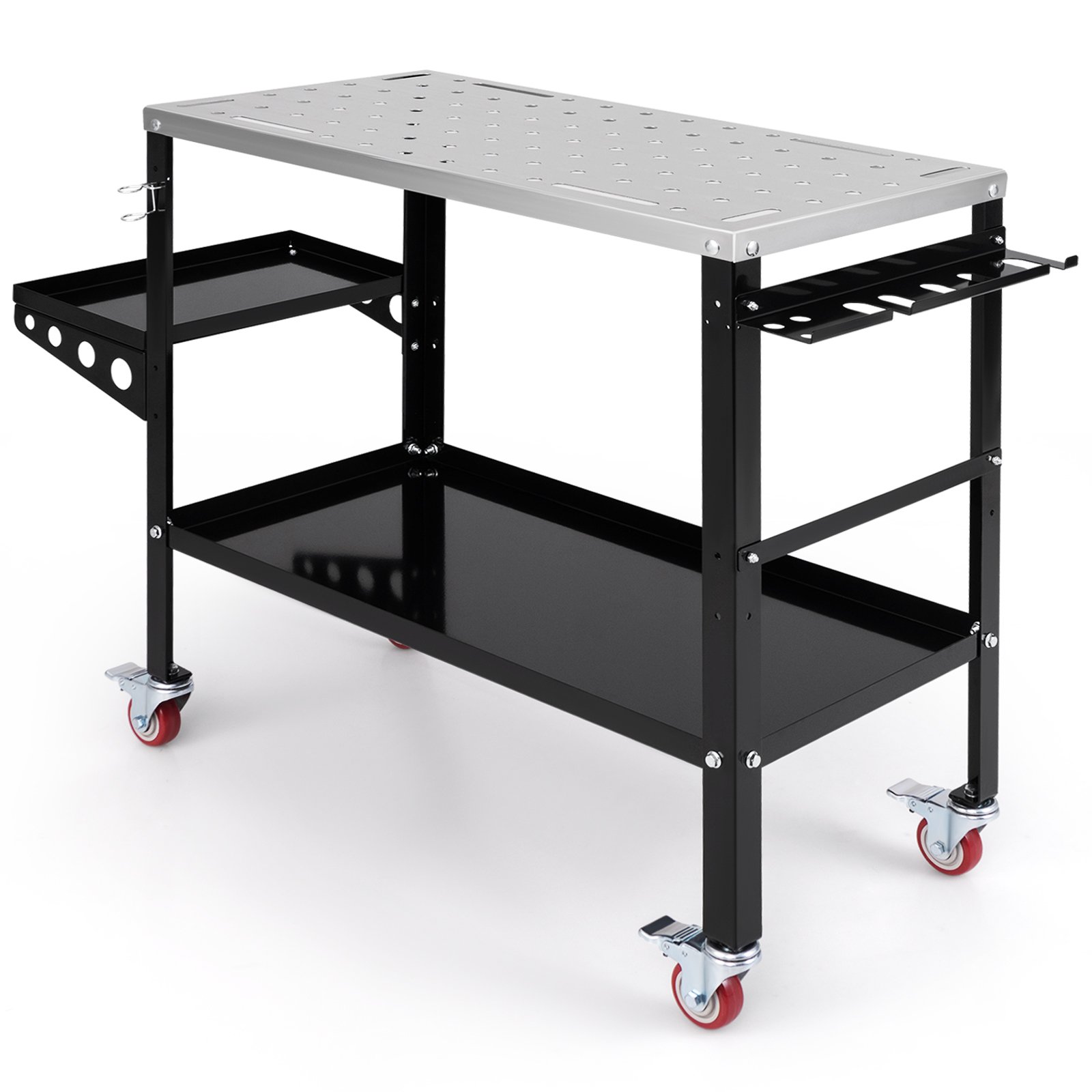 Work Bench - Welding Table Workbench on Wheels with Tool Rack and Tray-Black - Savings Store