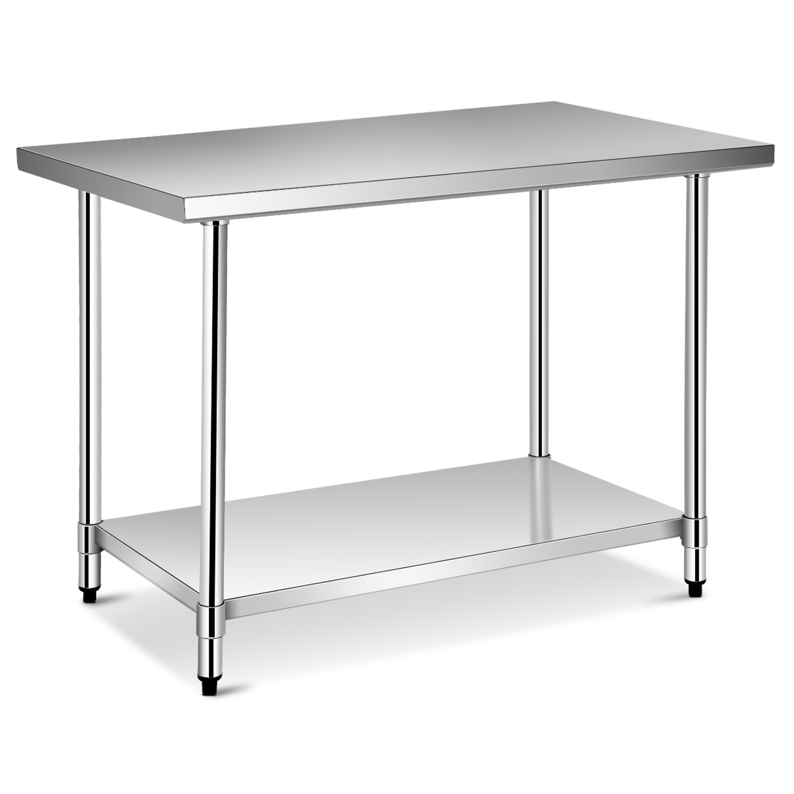 Stainless Steel Catering Table with Adjustable Undershelf and Leveling Feet - Savings Store