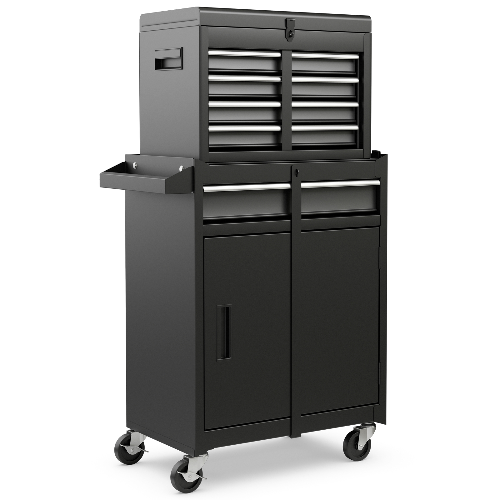 High Capacity Tool Storage Cabinet with Lockable Wheels-Black - Savings Store