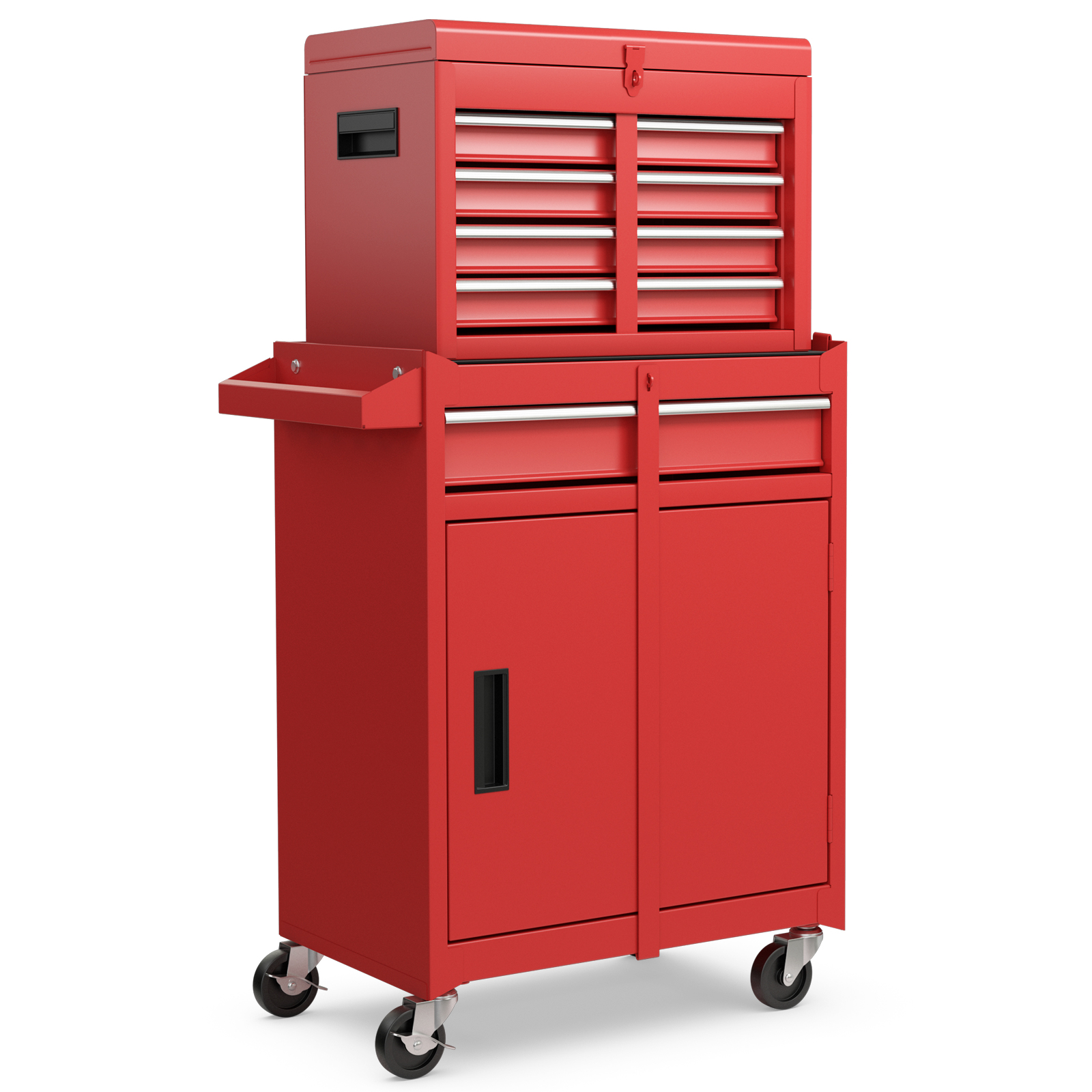 High Capacity Tool Storage Cabinet with Lockable Wheels-Red - Savings Store