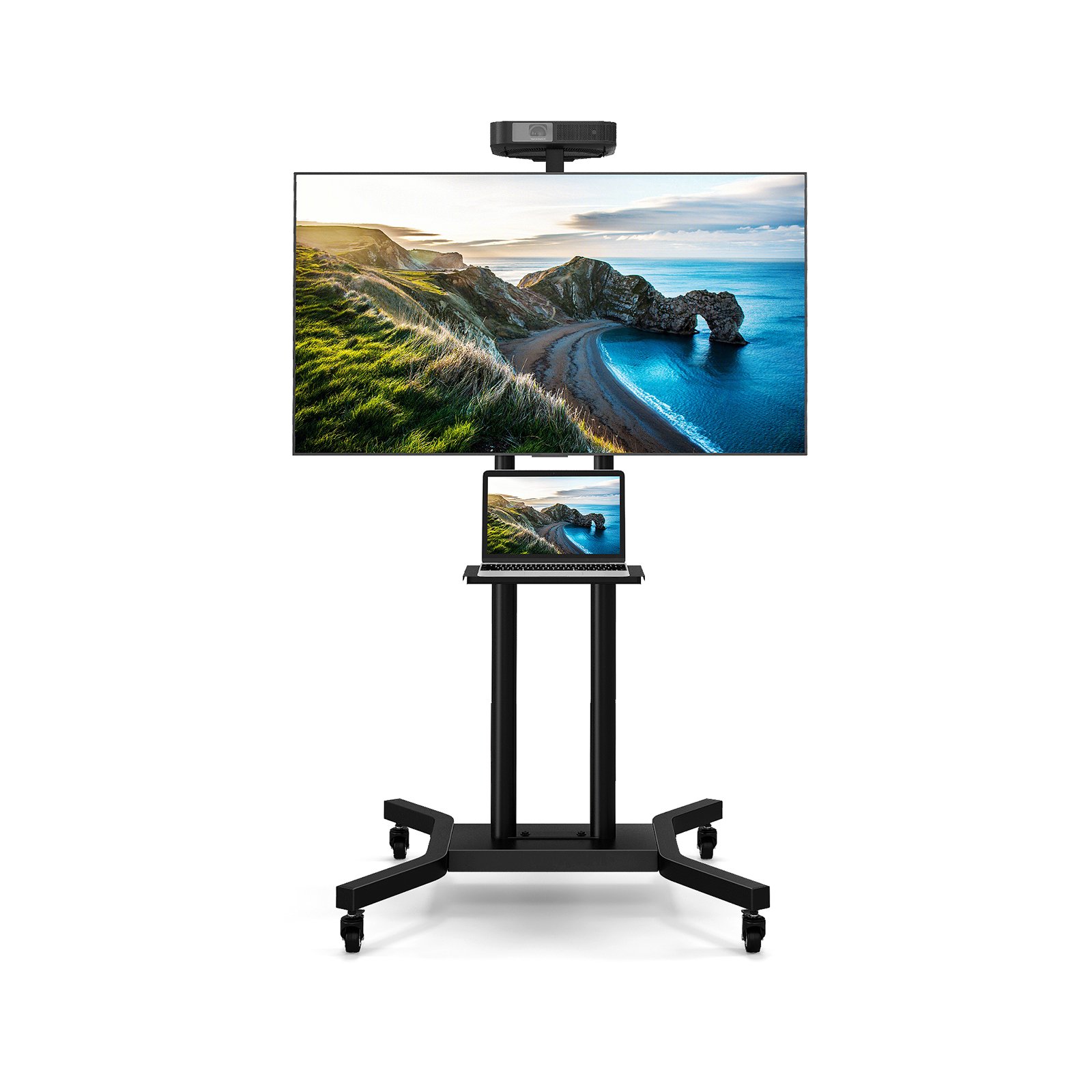 TV Stand - Mobile TV Stand Height Adjustable TV Cart with Lockable Wheels - Savings Store