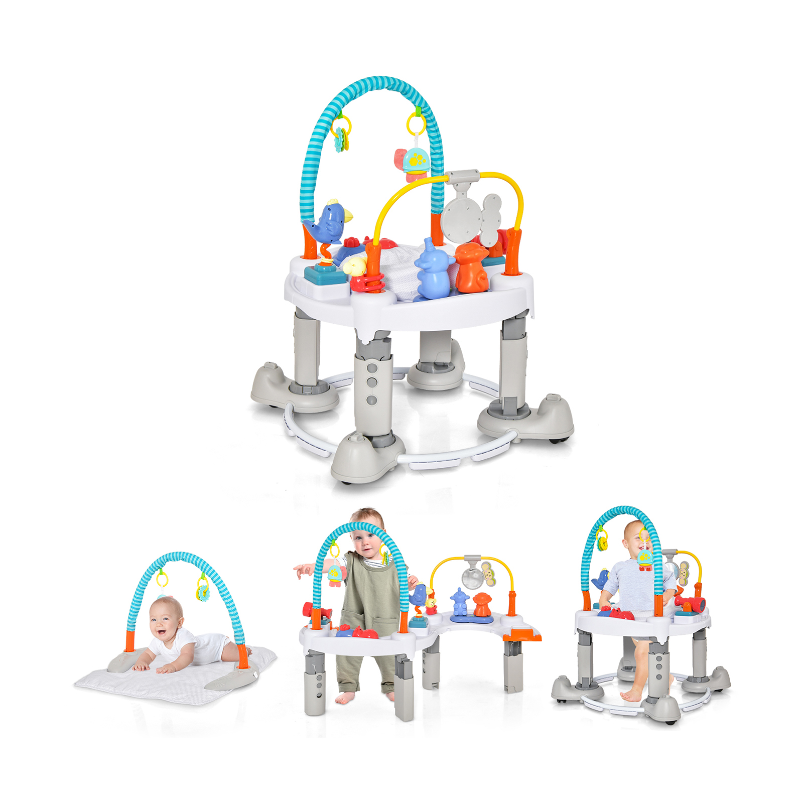 4-in-1 Baby Activity Center with Walker for 0-2 Years - Grey - Savings Store