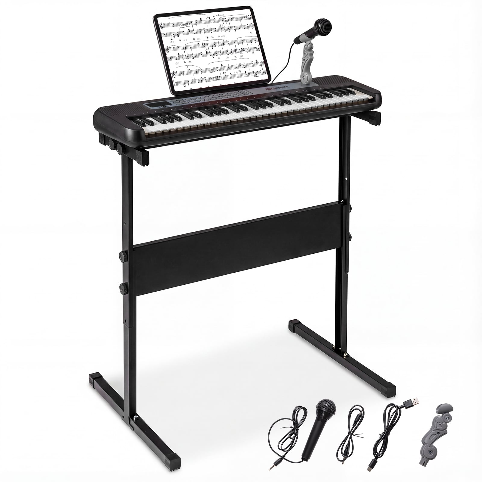 SIREX 61 Keys Kids Piano Keyboard with Adjustable Stand for Aged 3+ Years Old-Black - Savings Store