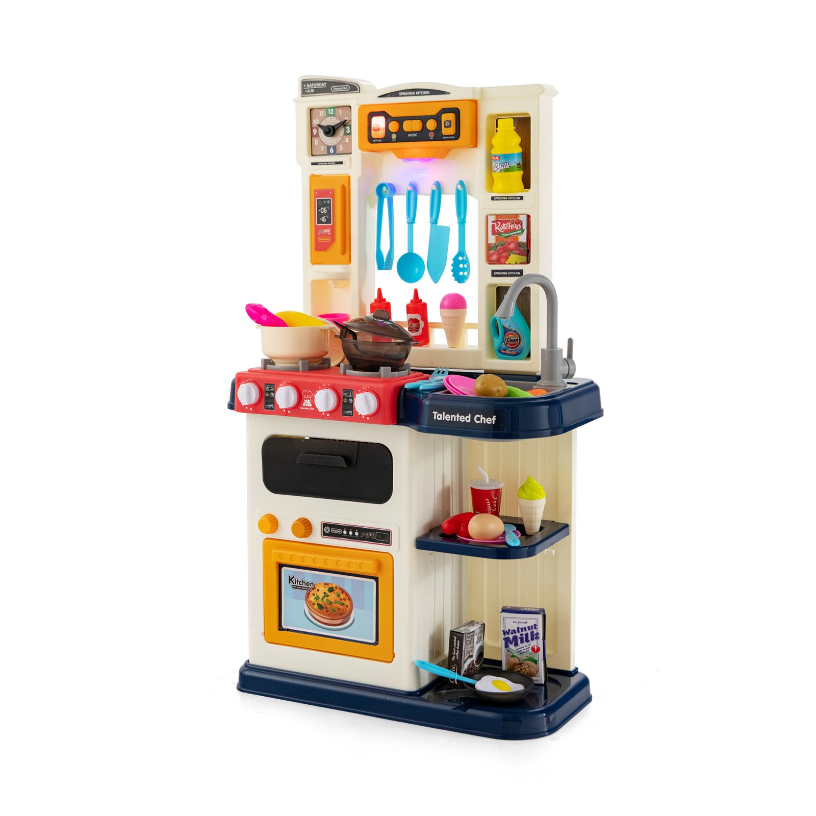 CACAMO Kids Kitchen Playset with 65 Pieces Accessories-Blue - Savings Store
