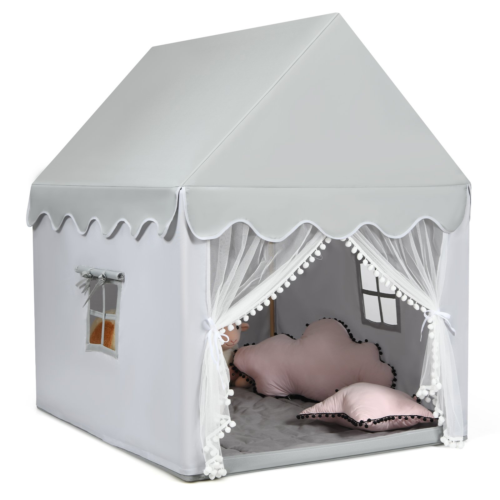 RYLCREST Kids Play Tent with Padded Mat Indoor Playhouse-Grey - Savings Store