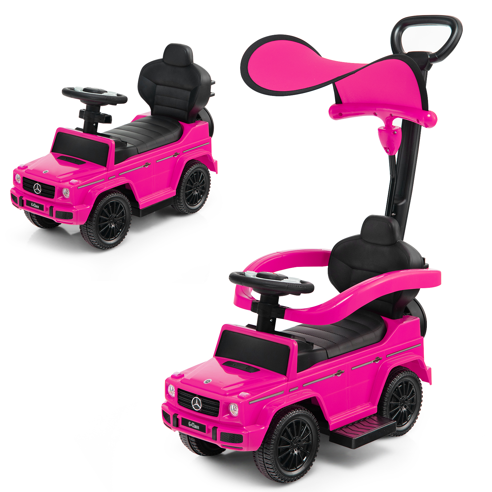 3-in-1 Baby Sliding Walker with Push Handle - Pink - Savings Store