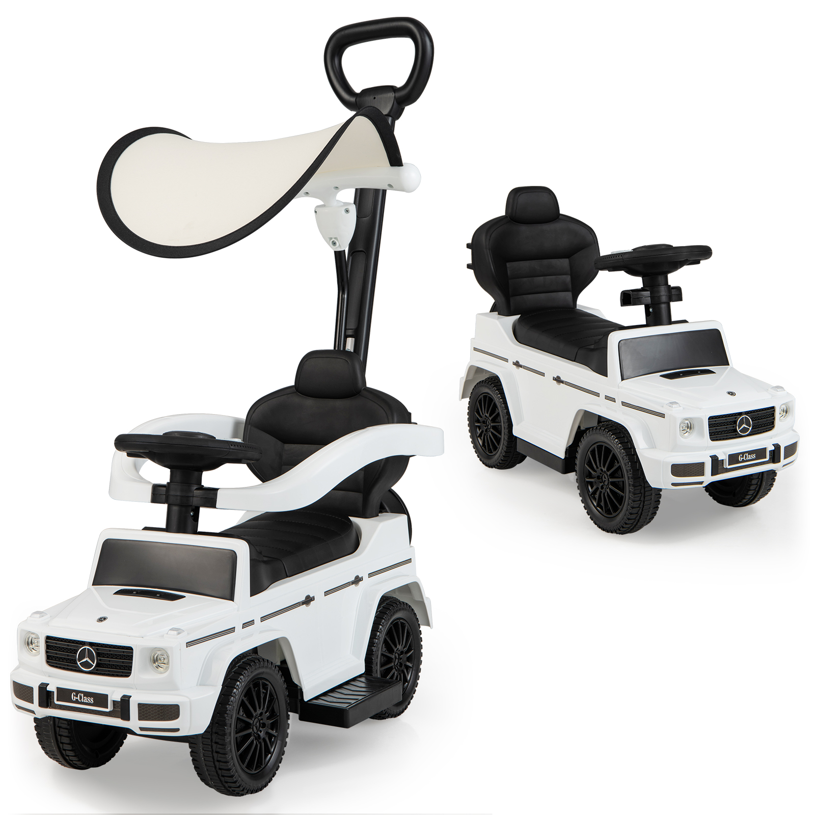 3-in-1 Baby Sliding Walker with Push Handle - White - Savings Store