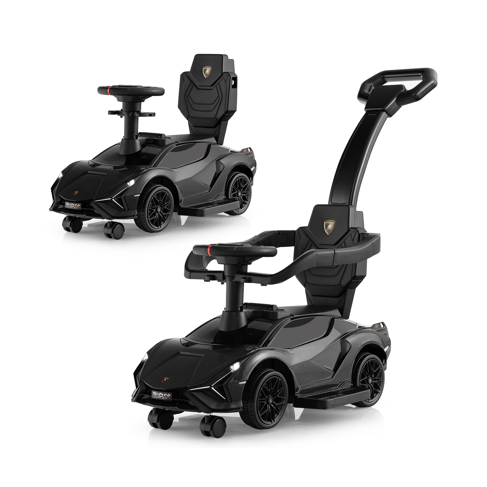 3-in-1 Ride-On Push Car with Removable Guardrails and Handle - Black - Savings Store