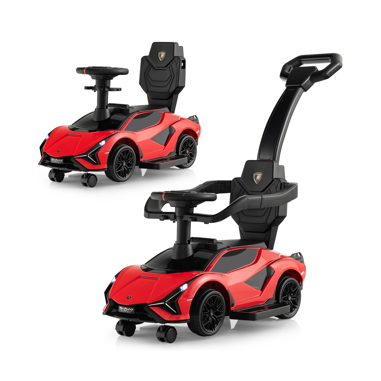 3-in-1 Ride-On Push Car with Removable Guardrails and Handle - Red - Savings Store