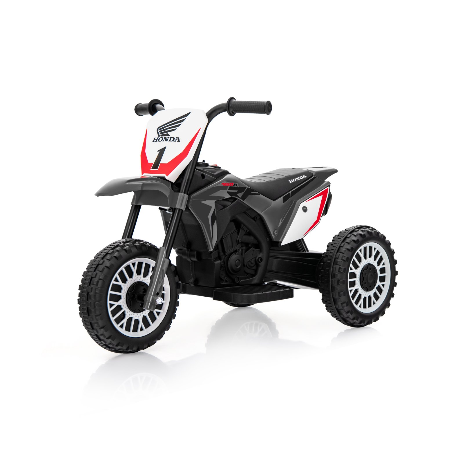 Kids Electric Bike - Honda Licensed Kids Ride On Motorbike with Horn Anti-slip Handlebars-Grey - Savings Store