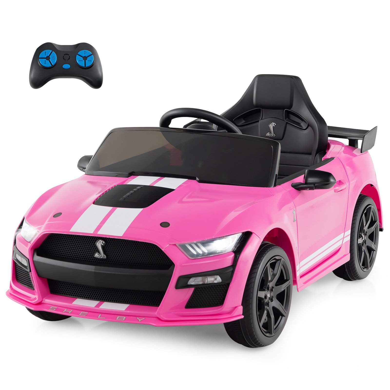 Kids Electric Car - 12V Kids Ride on Car Electric Licensed Ford Mustang Shelby GT500 - Pink - Savings Store