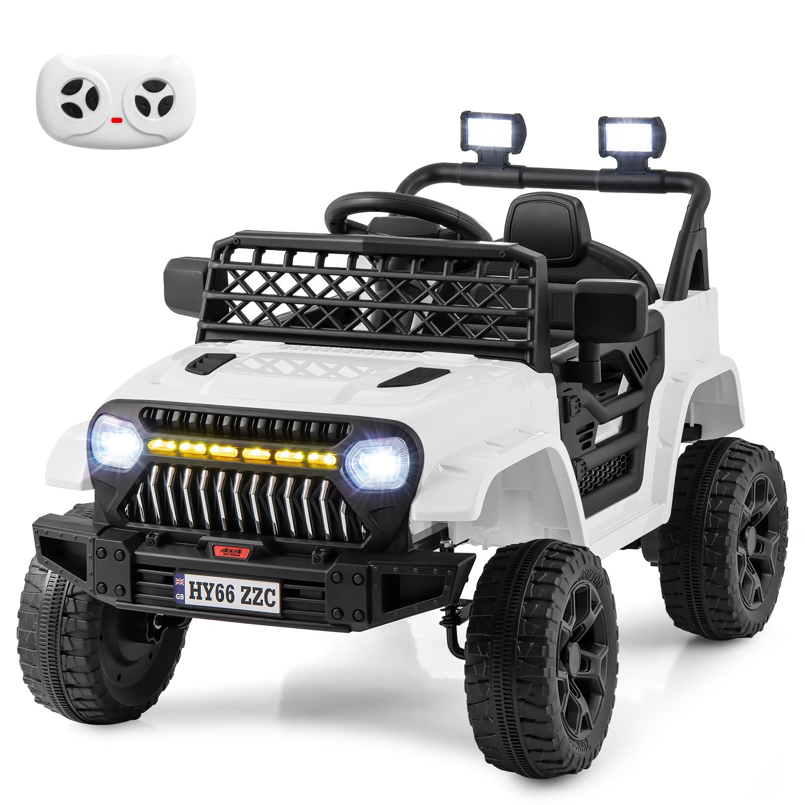 Kids Electric Car - 3 Speeds Battery Powered Kids Ride on Truck Car - White - Savings Store