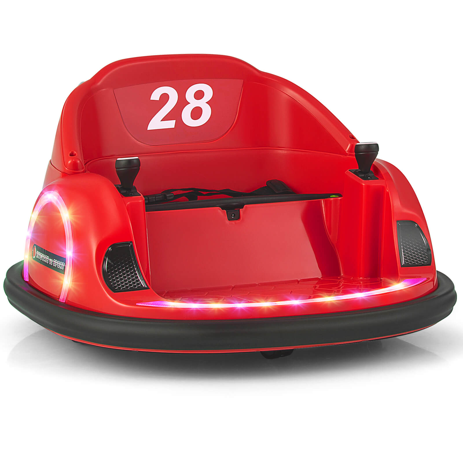 MYZO 12V Kids Ride on Bumper Car with Flashing Lights and Remote Control-Red - Savings Store