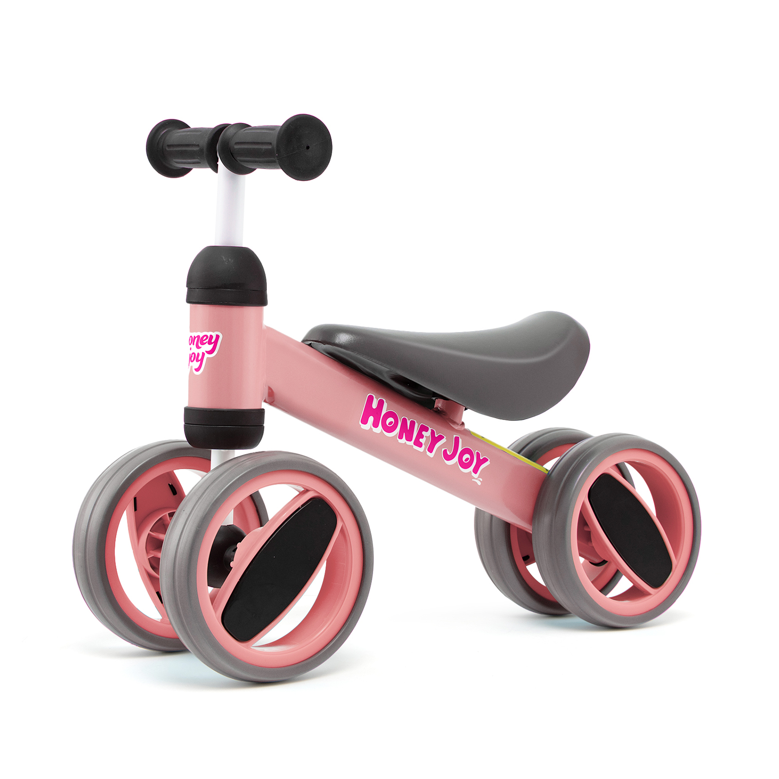 Baby Balance Bike with 4 Wheels and Limited Steering - Pink - Savings Store