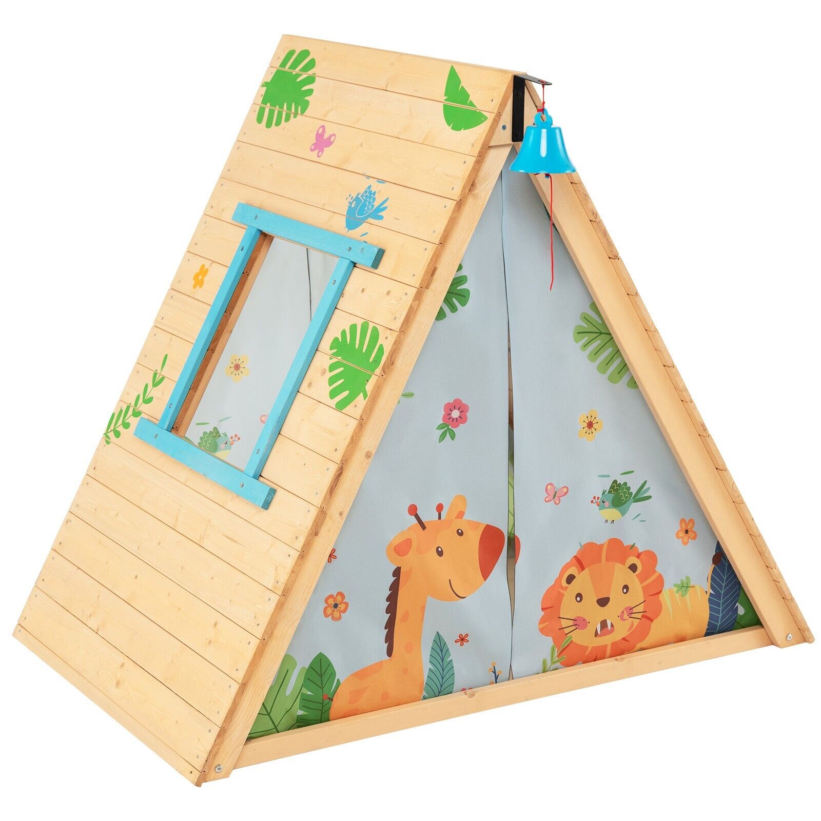 Kids Play Tent - 2-in-1 Children Climbing Playhouse with Front Bell and Window - Savings Store