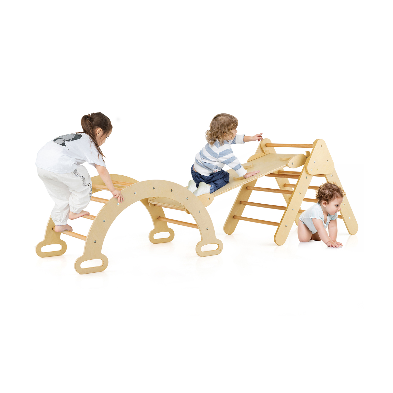 Triangle Climbing Toys with Climbing Triangle Arch Ramp for 1+ Years Old-Natural - Savings Store
