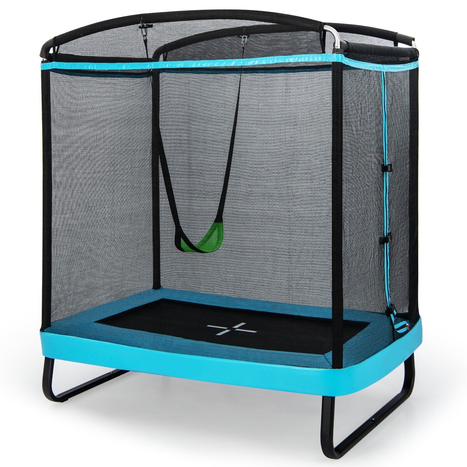 6 Feet Kids Trampoline with Swing and Enclosure Safety Net-Blue - Savings Store