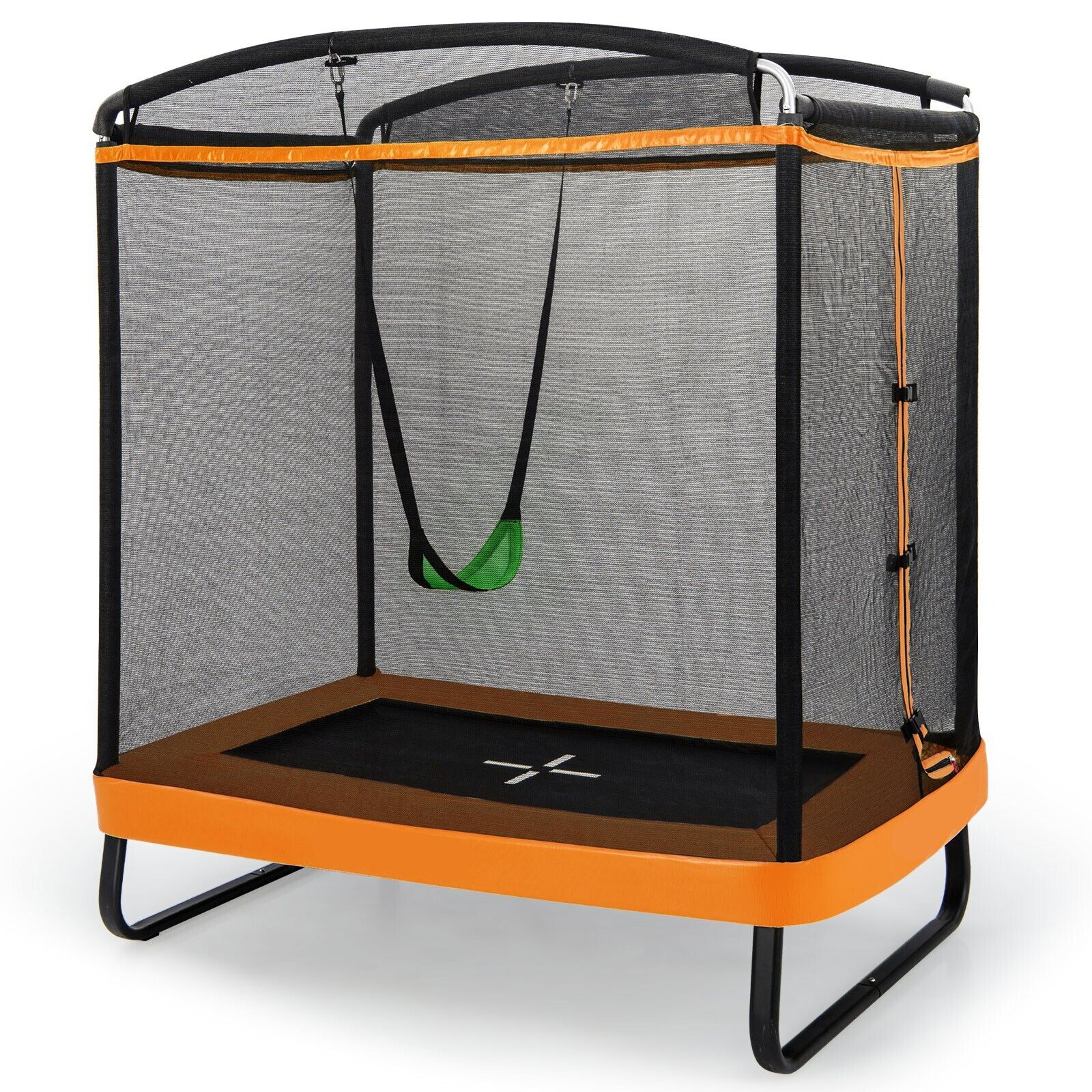 6 Feet Kids Trampoline with Swing and Enclosure Safety Net-Orange - Savings Store