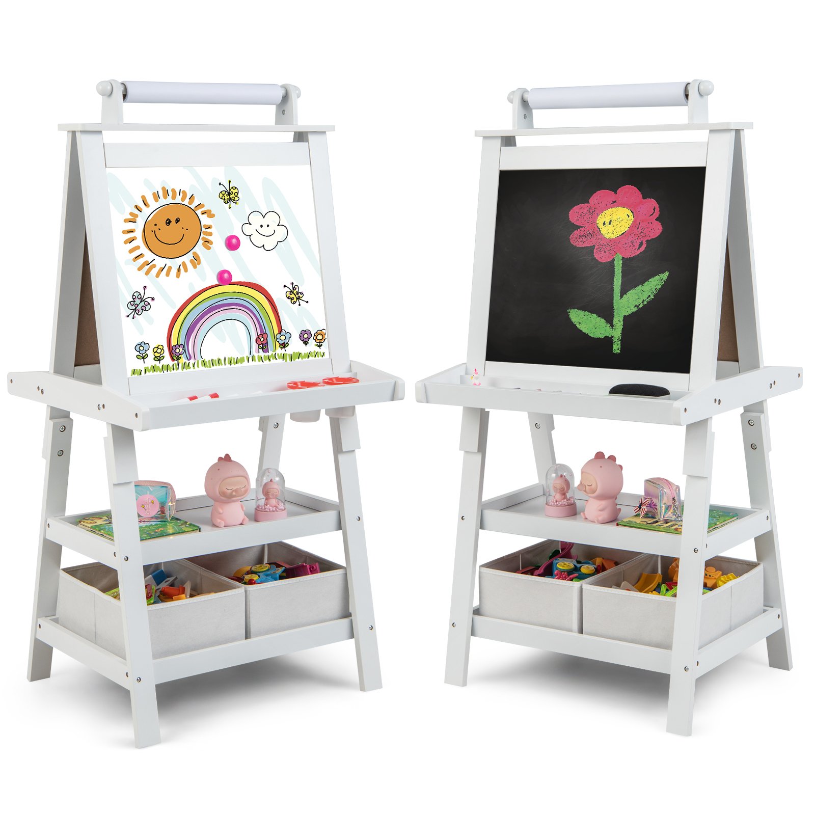 Easel - Children's Double-Sided Art Easel with Paper Roll-White - Savings Store