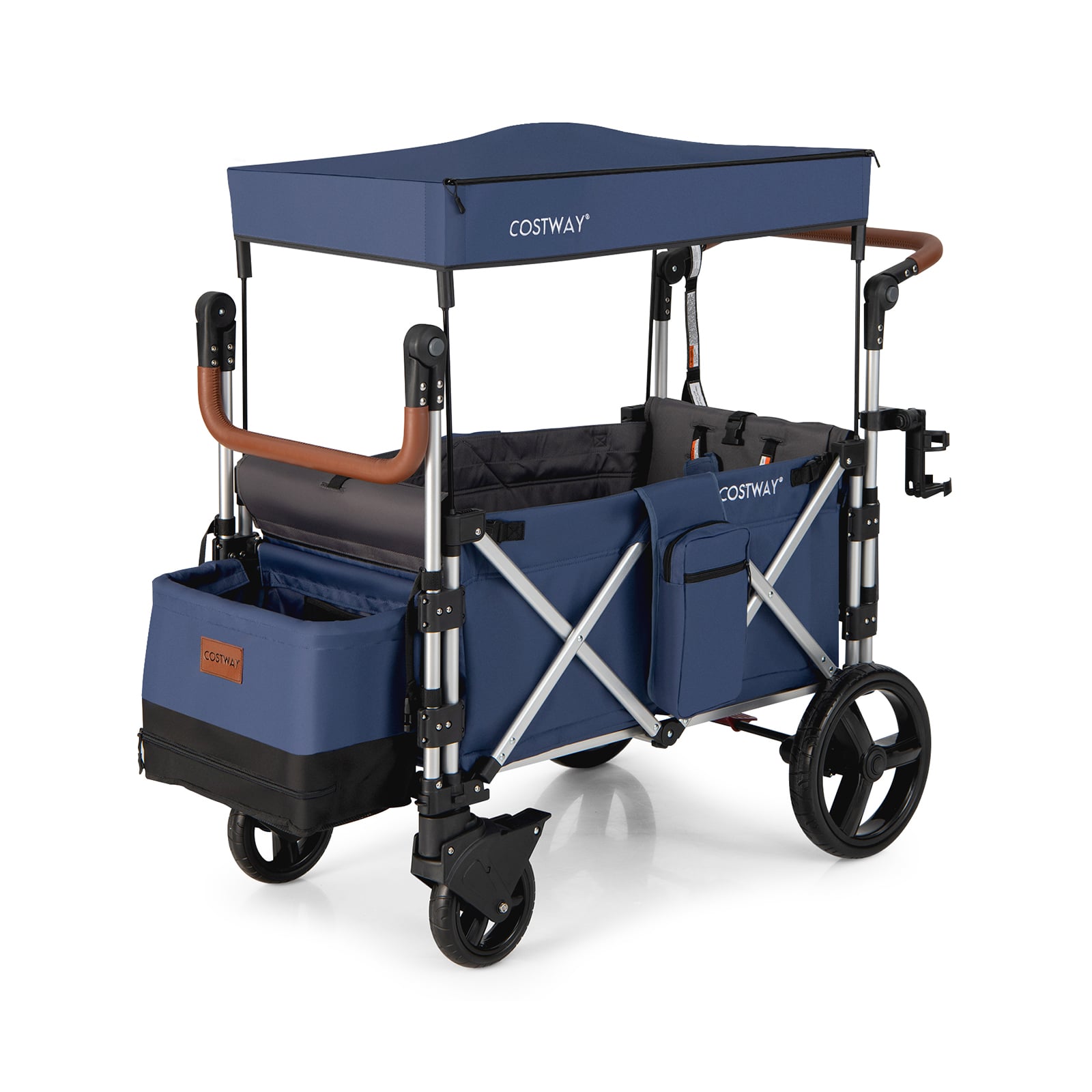 STARVESSA Twin Baby Double Stroller Wagon Push Pull Stroller-Blue - Savings Store