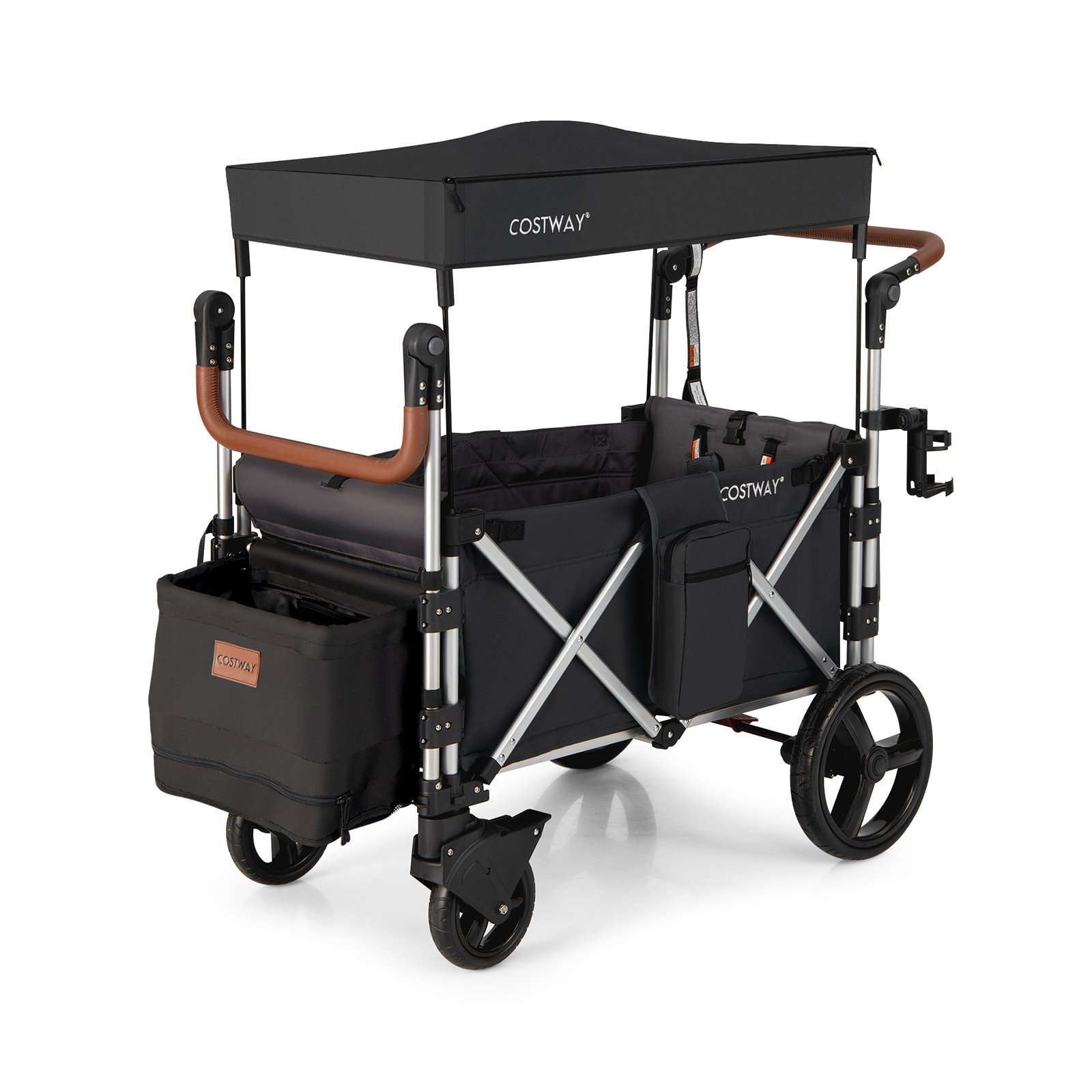 STARVESSA Twin Baby Double Stroller Wagon Push Pull Stroller-Black - Savings Store