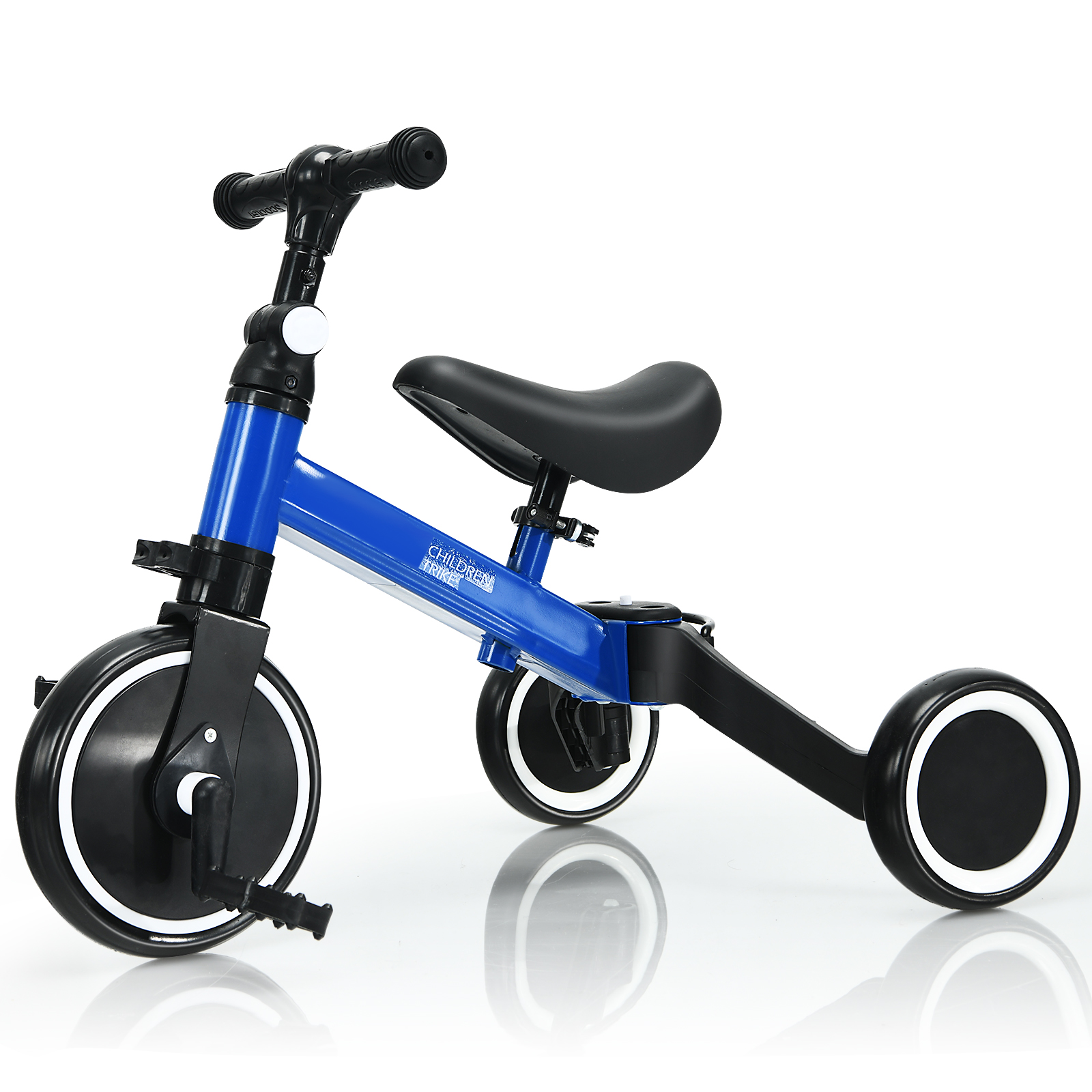 Convertible Balance Bike Kids Trike with Detachable Pedal - Blue - Savings Store