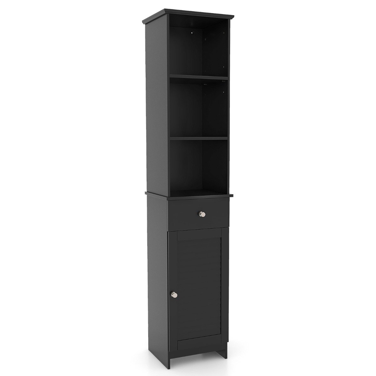 Bathroom Cabinet - Tall Bathroom Cabinet with Adjustable Shelves-Black - Savings Store