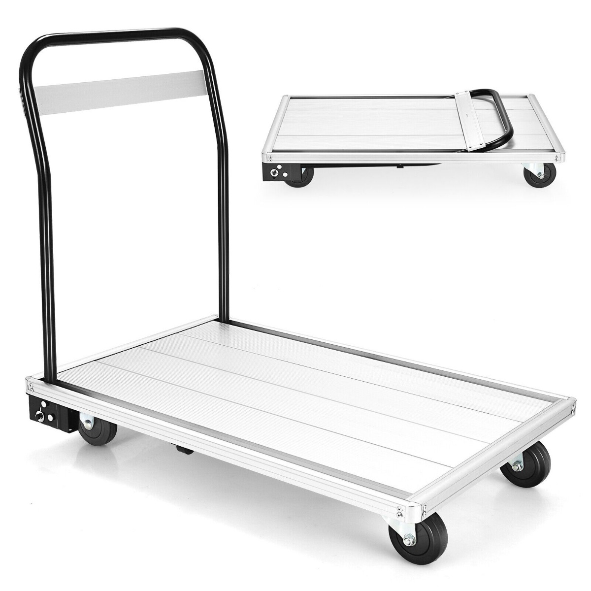 Folding Aluminum Alloy Platform Truck with 4 TPR Wheels and Handle - Savings Store