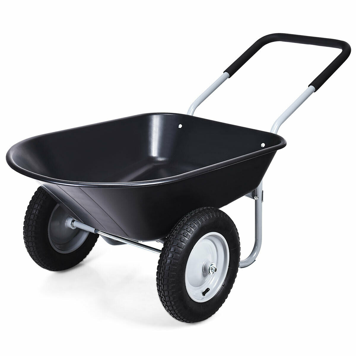 2 Tire Wheelbarrow with Pneumatic Tires 150KG-Black - Savings Store