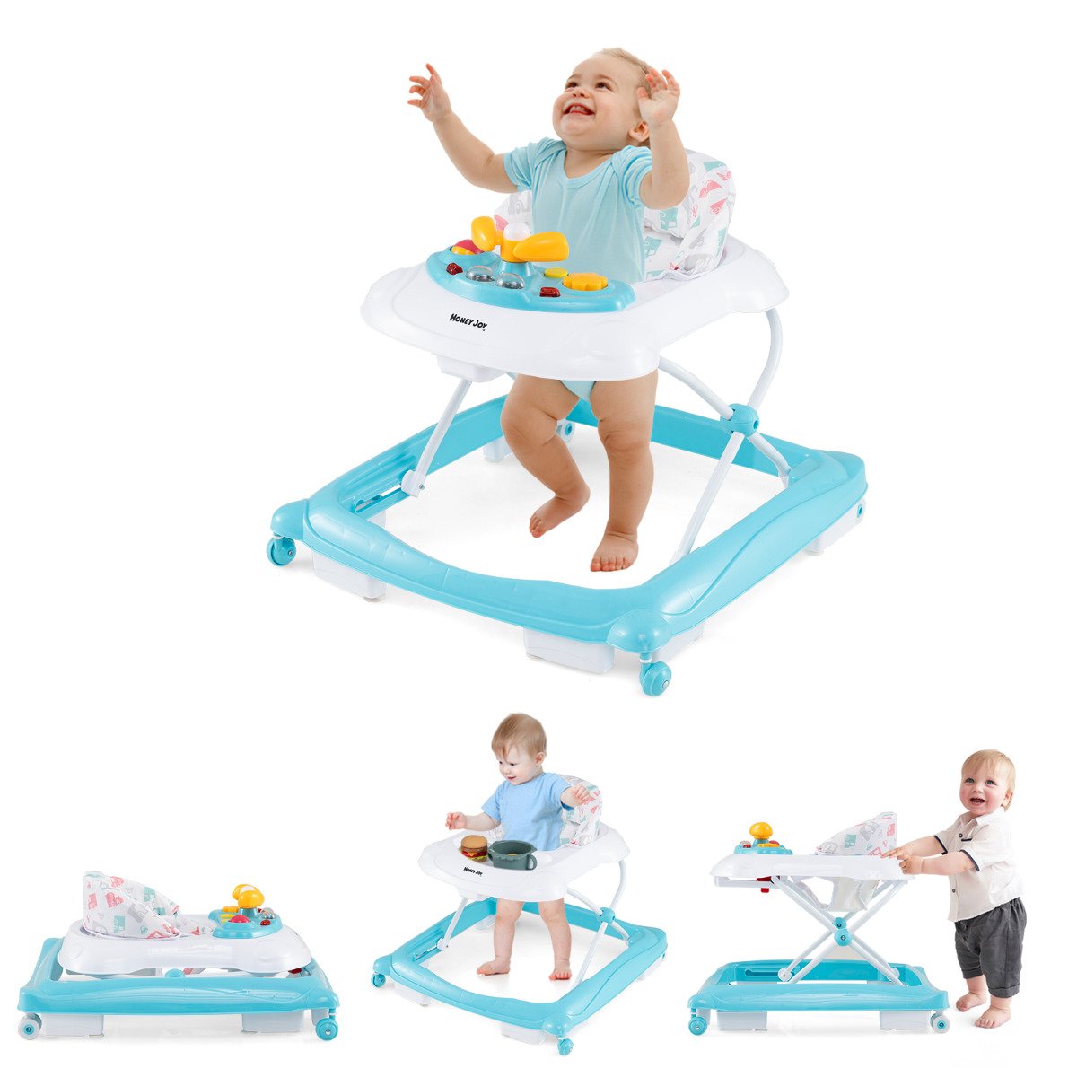 GLOWSORA Toddler Activity Center Push Walker with 3 Adjustable Heights-Green - Savings Store