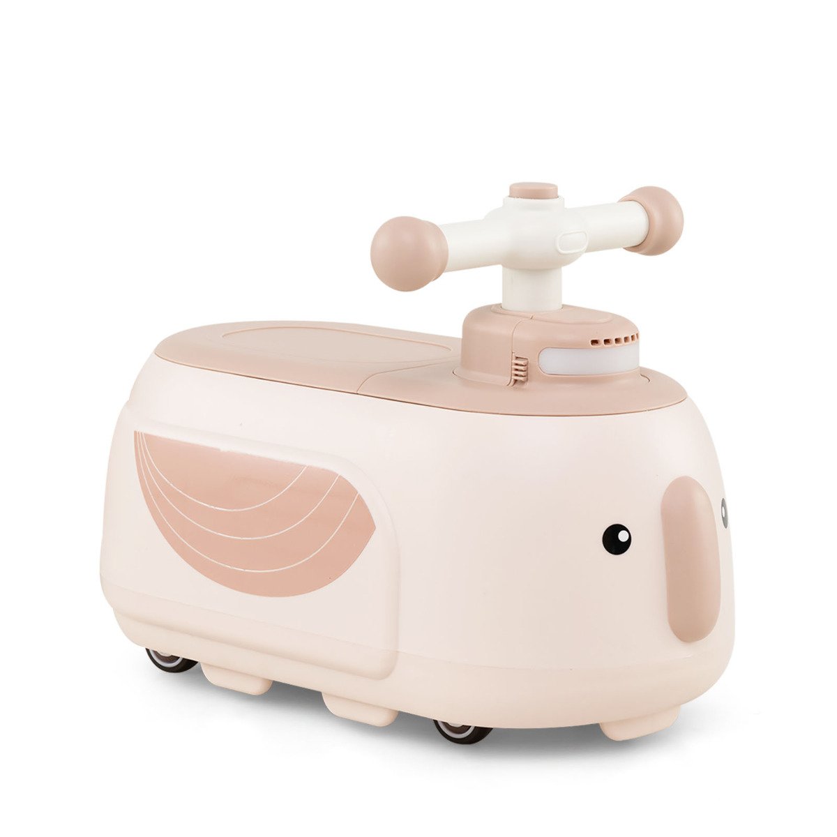 SOLWOODEN Toddler Ride on Toy with Trailer Sliding Car with Light and Music-Beige - Savings Store