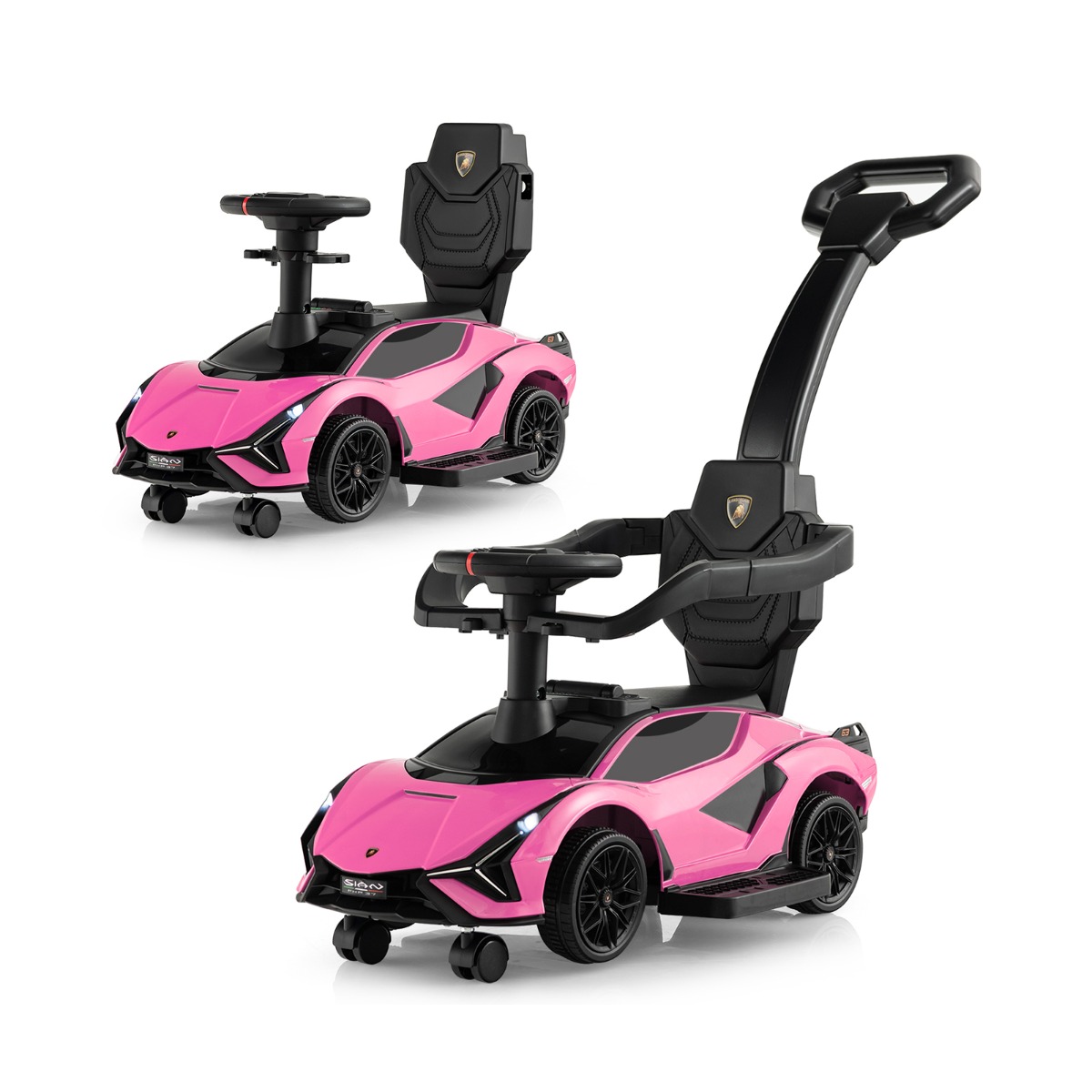 3-in-1 Ride-On Push Car with Removable Guardrails and Handle - Pink - Savings Store