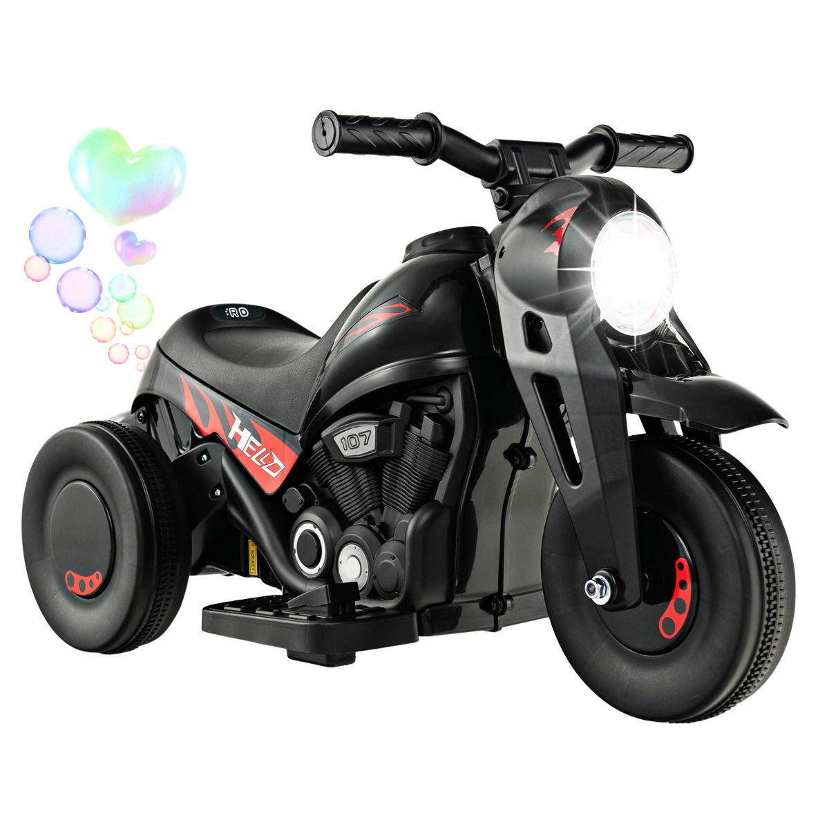 6V Electric Kid Ride on Motorcycle with Bubble Maker - Black - Savings Store