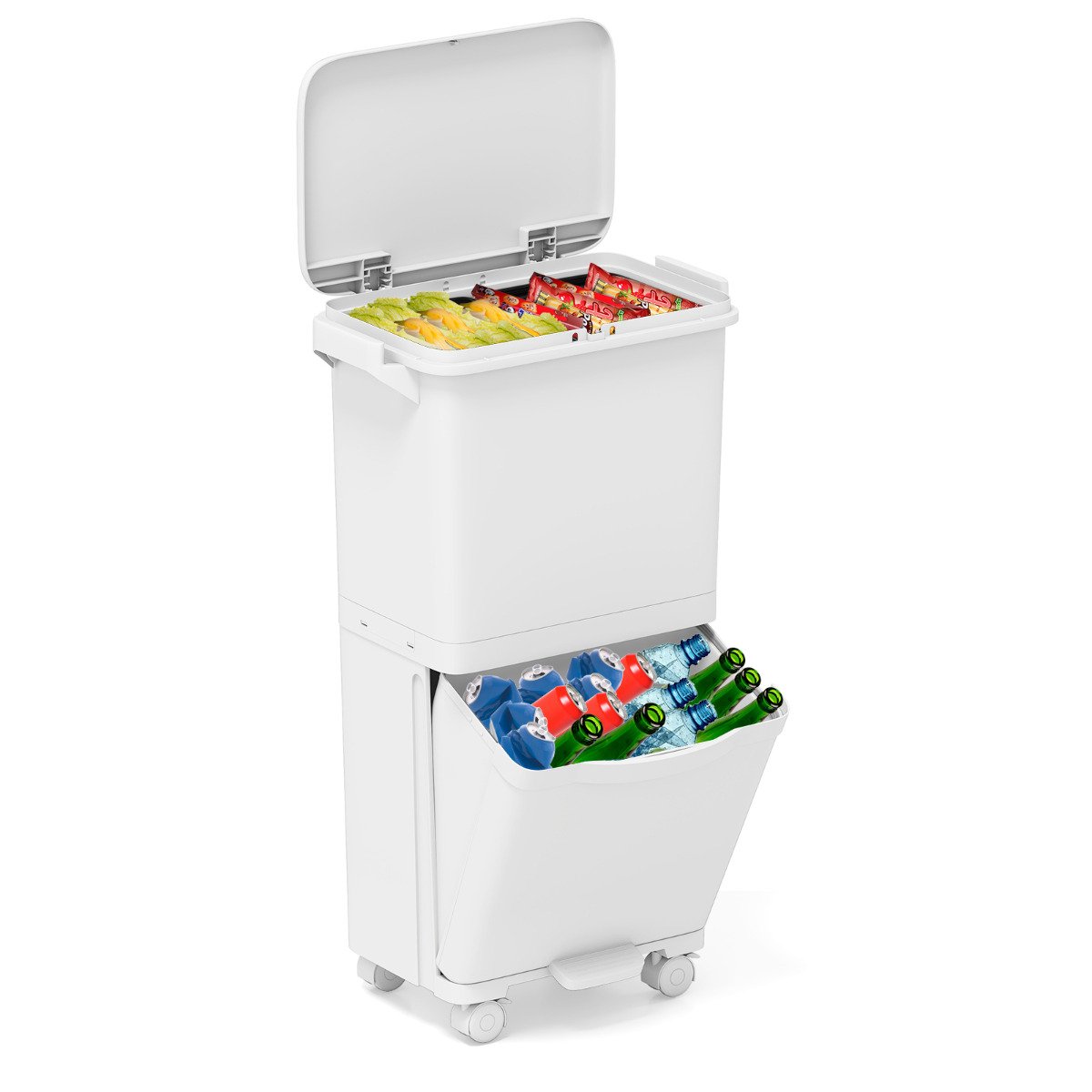 Trash Can with 2 Removable Bins and Tilting Compartment - Savings Store