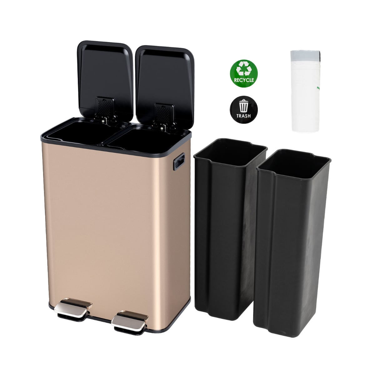 MAVON Trash Can with Deodorizer Compartments and Soft Close Lids-Golden - Savings Store