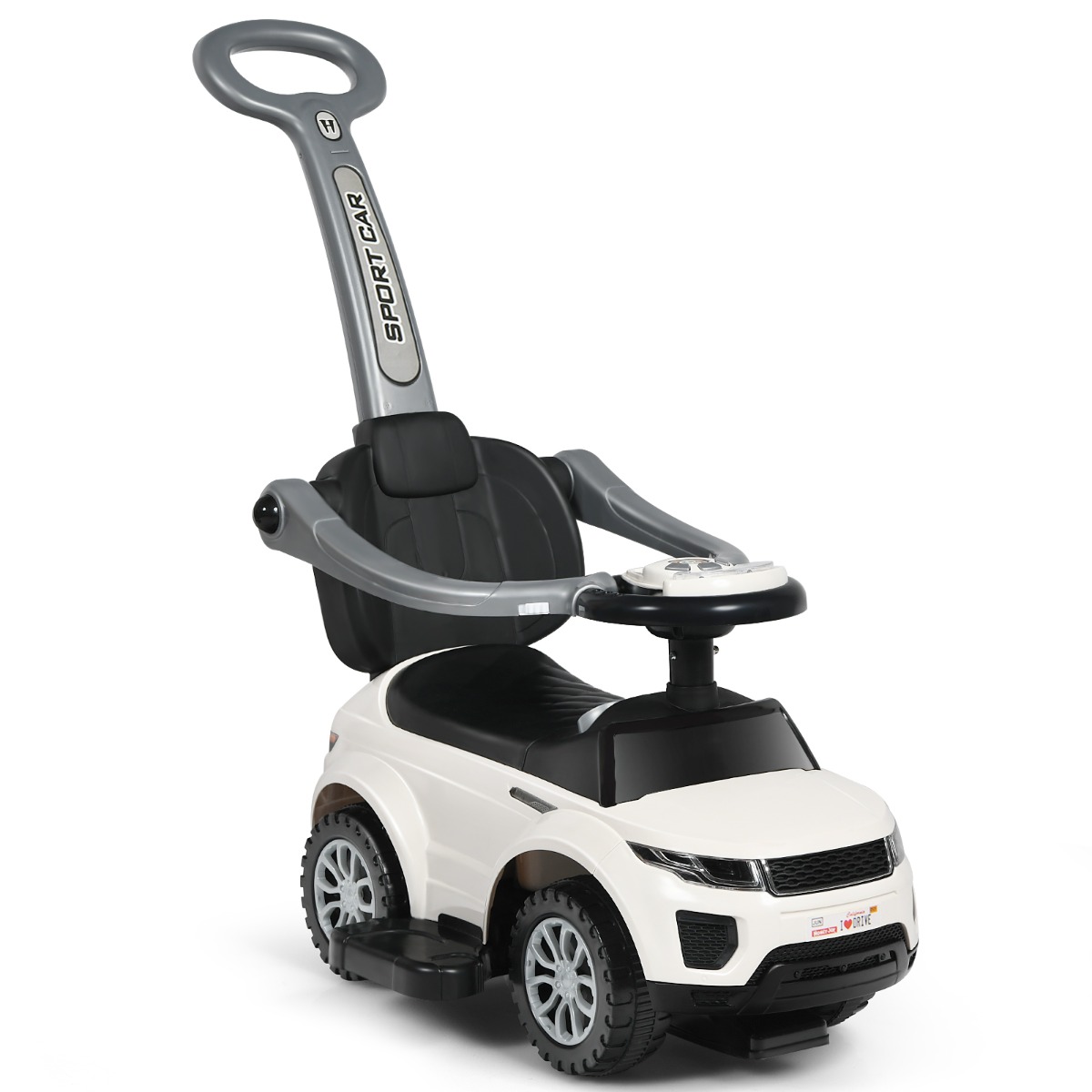 3-in-1 Ride-On Push Car Stroller - White - Savings Store