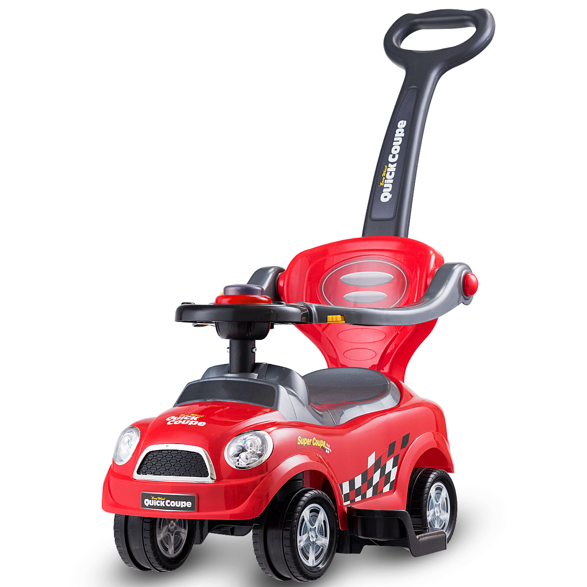 Kids 3 in 1 Ride on Car with Push Handle - Red - Savings Store