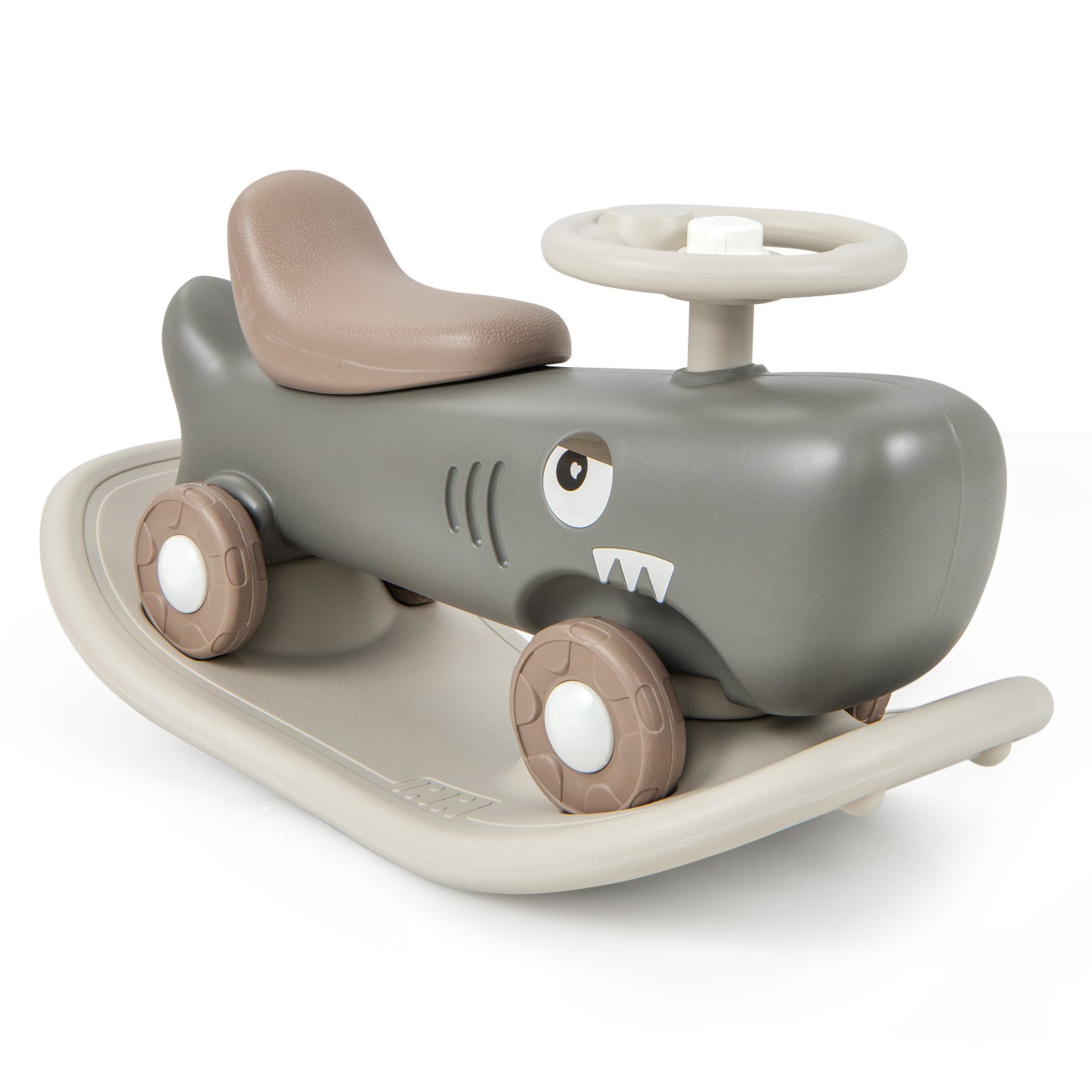 Kids Pedal Vehicle - Kids 3-in-1 Convertible Rocking Horse and Sliding Car for Indoor Outdoor Use-Grey - Savings Store