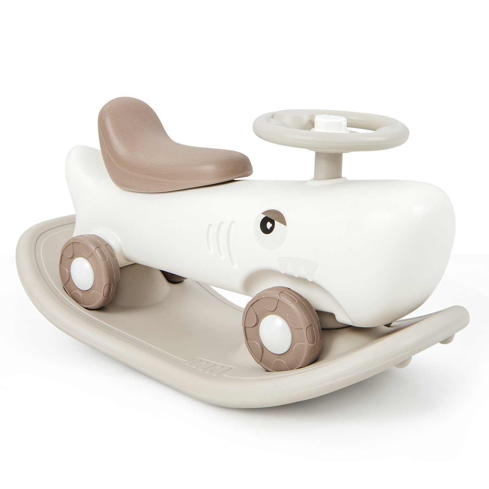 Kids Pedal Vehicle - Kids 3-in-1 Convertible Rocking Horse and Sliding Car for Indoor Outdoor Use-White - Savings Store