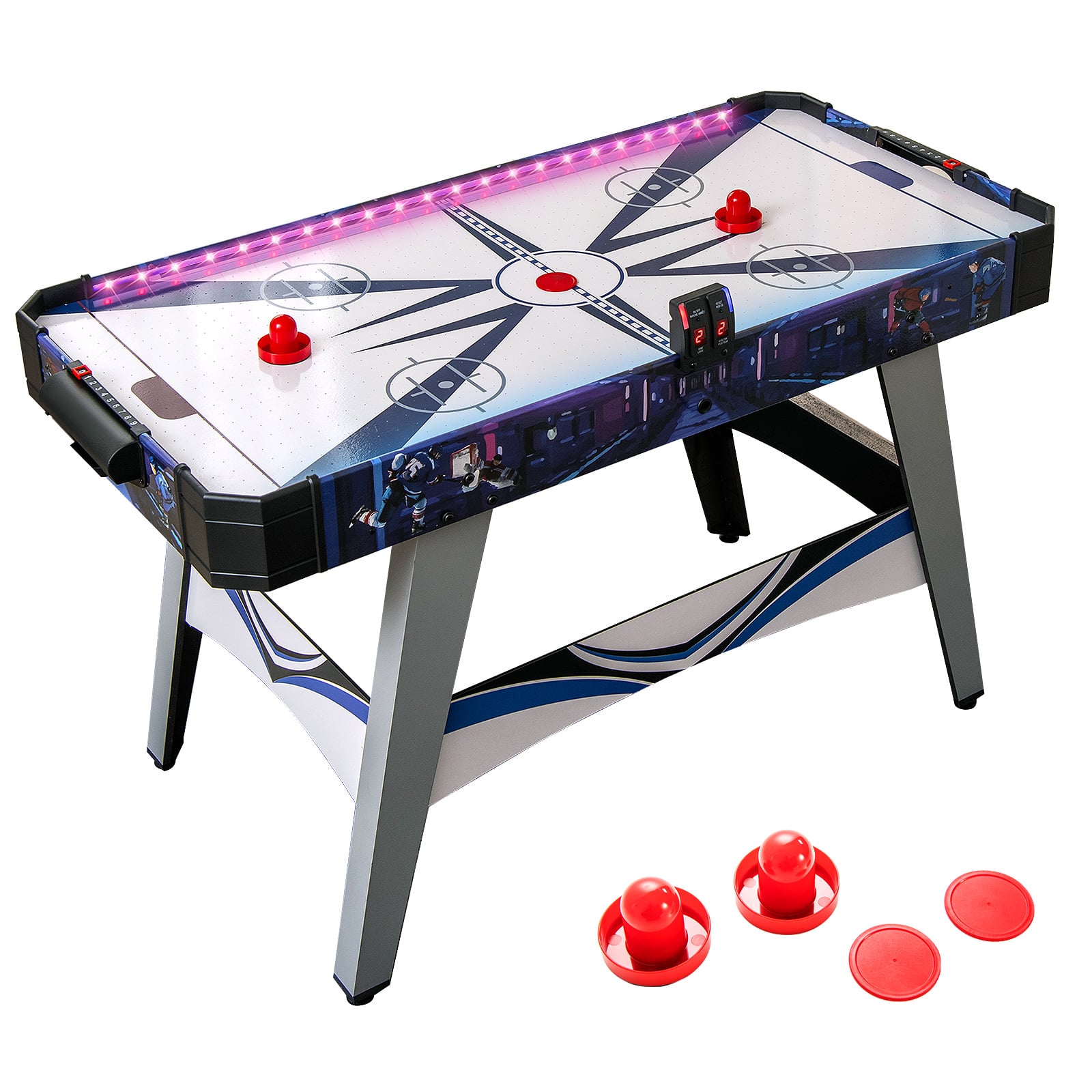 Air Hockey Game Table with Pucks and Pushers-White - Savings Store