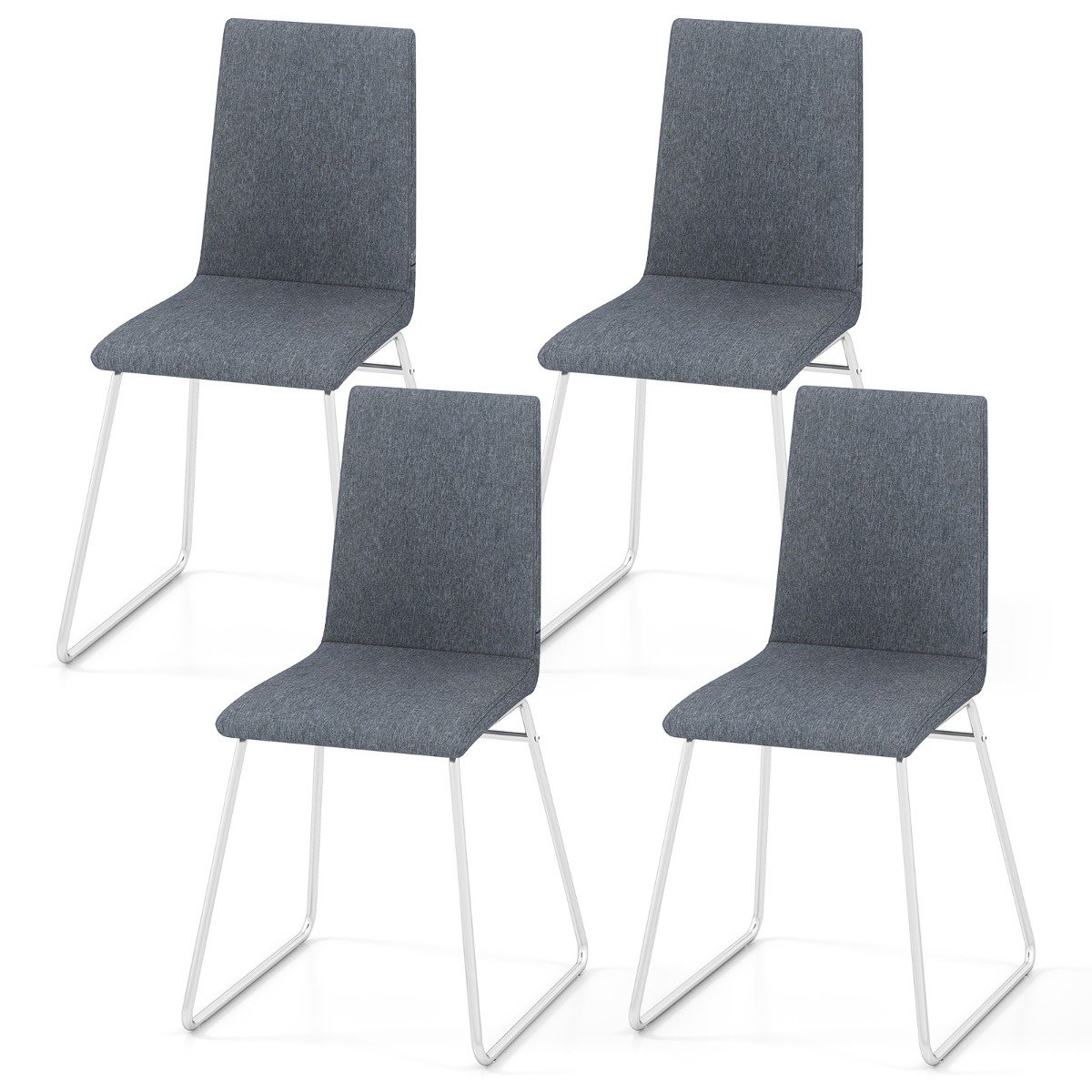 Upholstered Dining Chairs Set of 4 Kitchen Dinner Chairs-Grey - Savings Store