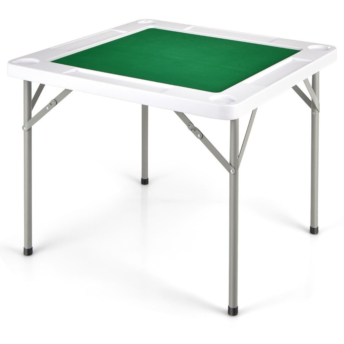 Folding Square Mahjong Table with 4 Cup Holders and Chip Grooves - Savings Store