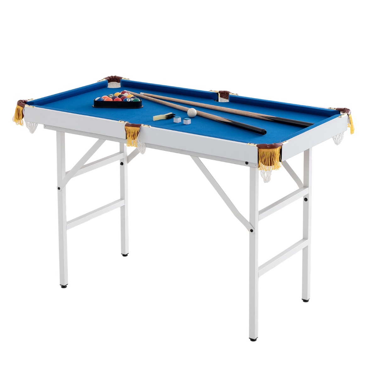 Folding Billiards Table with Accessory Set for Whole Family-Blue - Savings Store