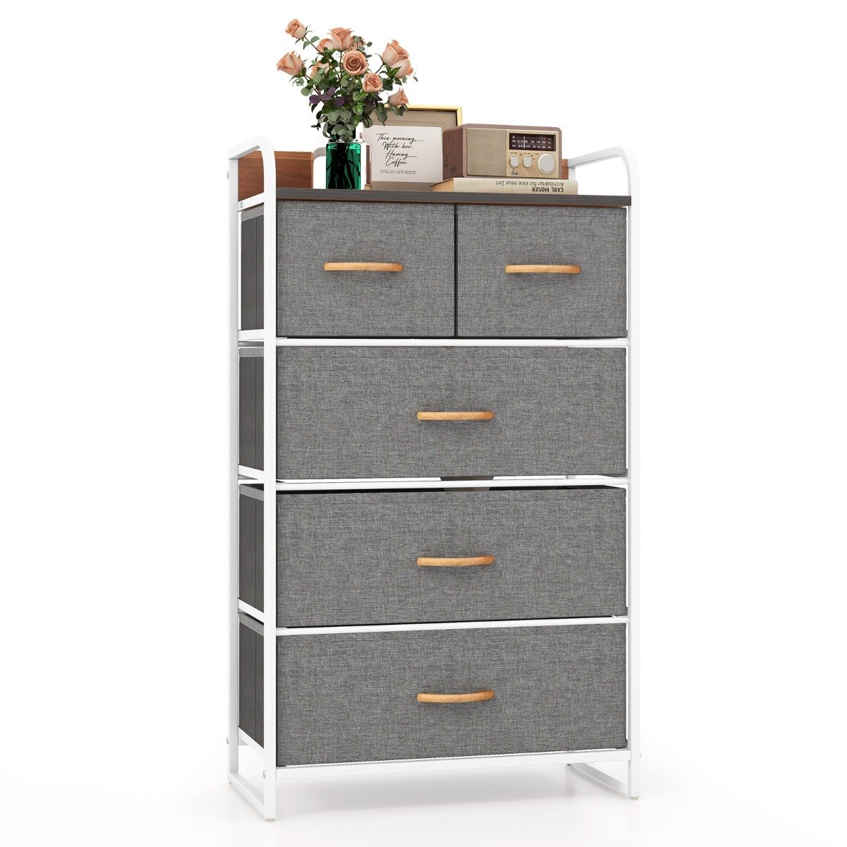 LEAF Grey Chest of Drawers - Medium-sized, 5 Drawers - Savings Store