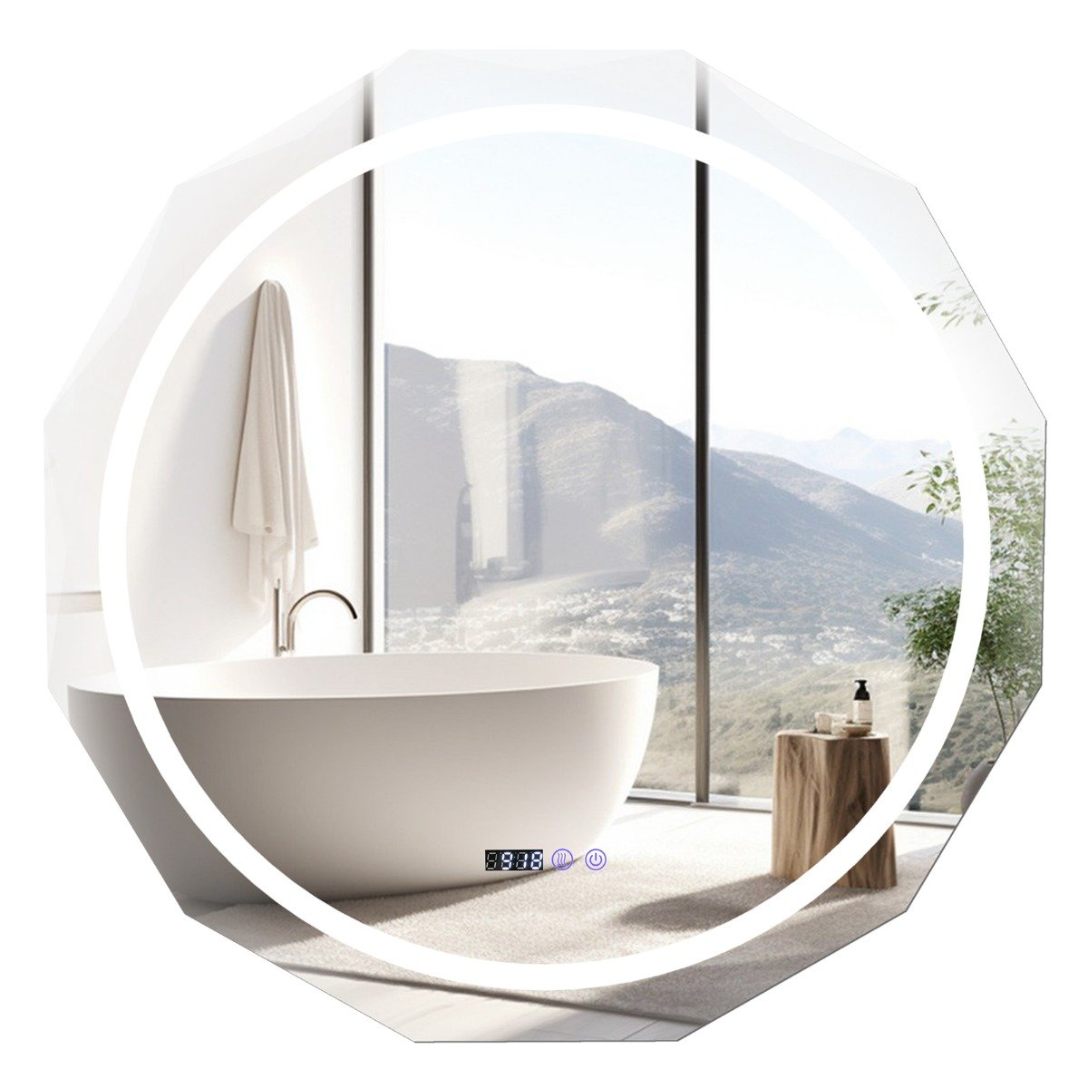 Wall Mirror - Wall Mounted Mirror with Dimmable 3-Color Lights and Memory Function - Savings Store