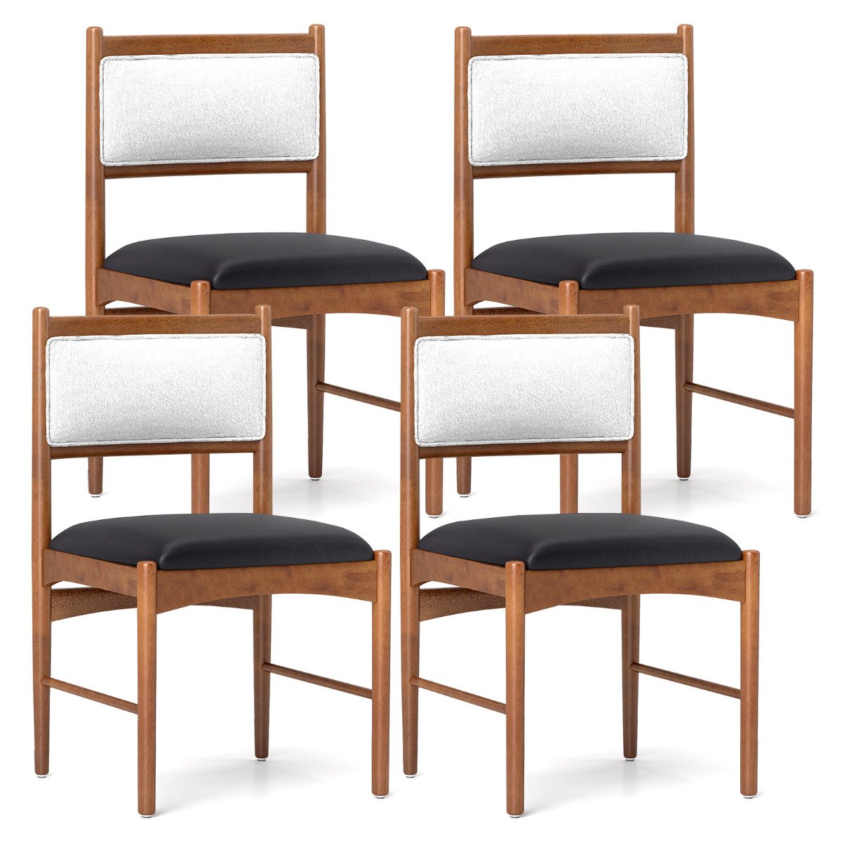 Wooden Dining Chair with Rubber Wood Frame Set of 4-Walnut - Savings Store