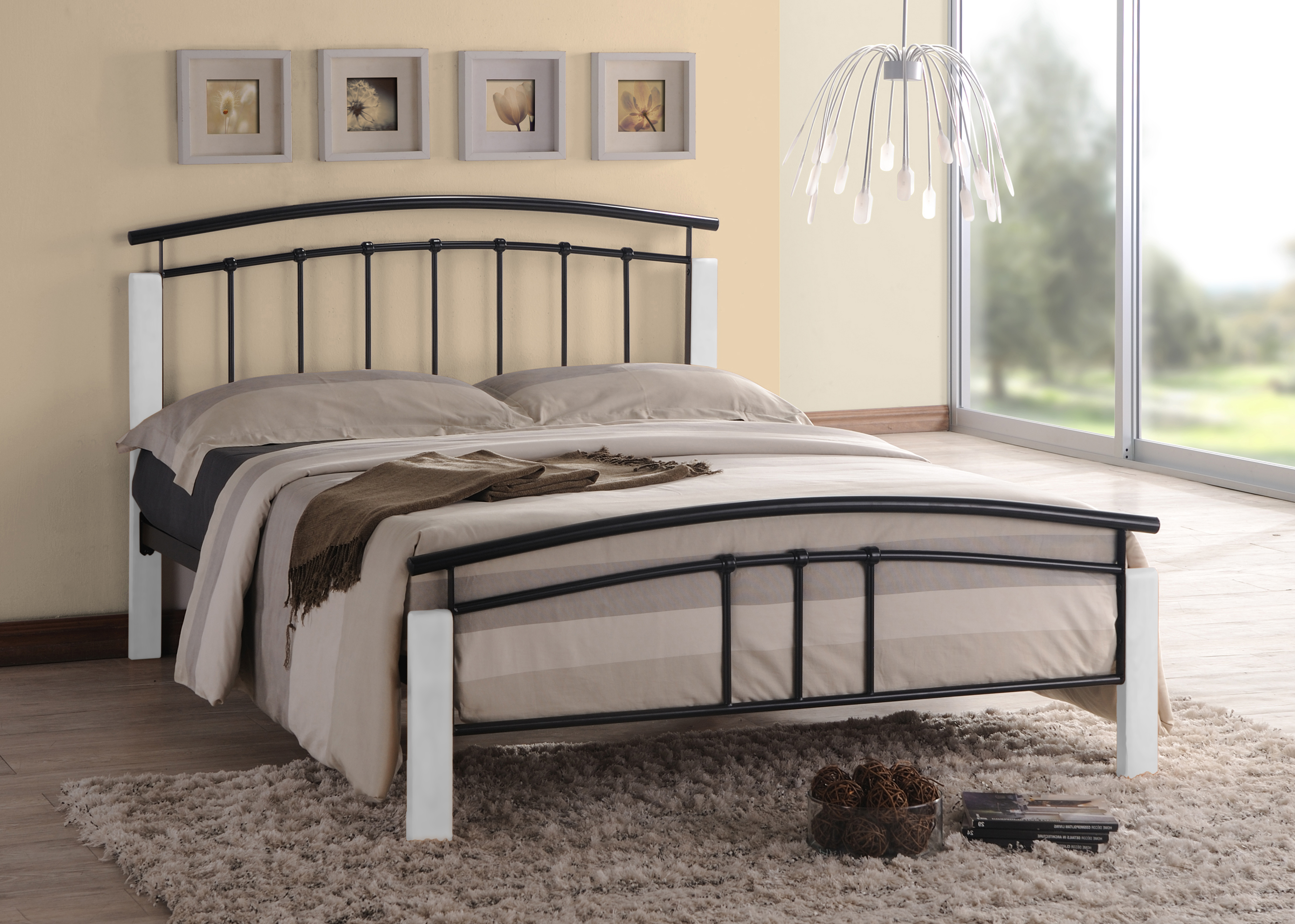 Double Bed - TETRAVON 4ft6 Metal Bed Black - Bedland